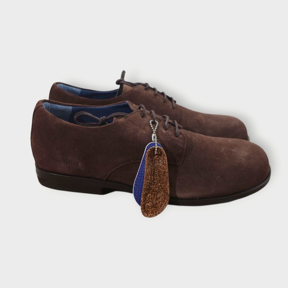 NWT BIRKENSTOCK JAREN BROWN SUEDE LACE UP OXFORDS SHOES MEN'S EU 45 US 12 M - Picture 1 of 8